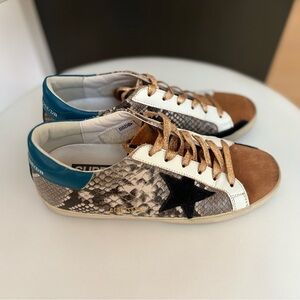 Golden Goose Brown and Teal Sneakers